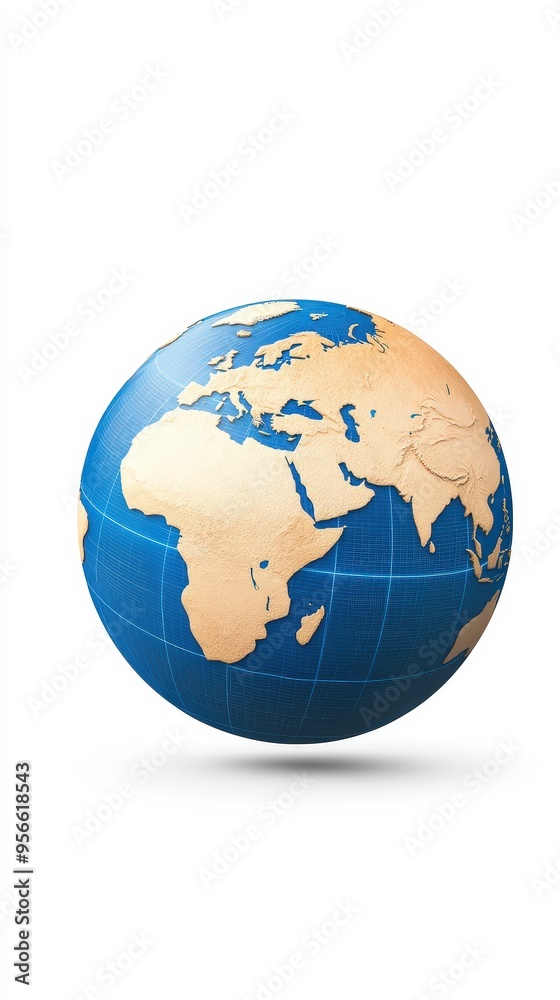 3D Globe with Emphasis on Africa and Eurasia. 3D Globe with Emphasis on Africa and Eurasia.