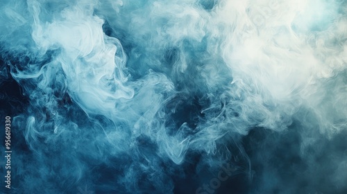 Abstract Swirling Blue and White Smoke