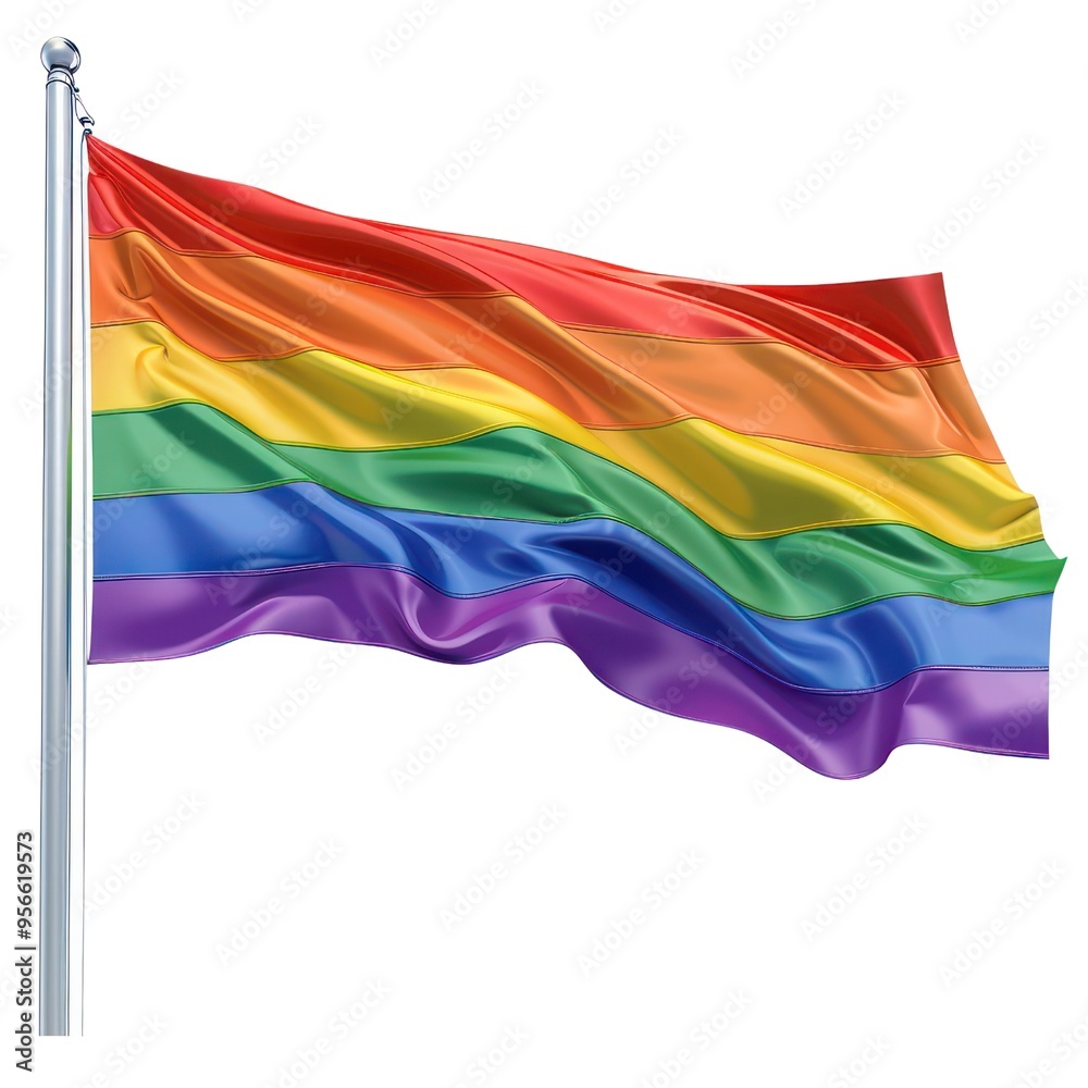 Fototapeta premium A rainbow flag is waving in the wind