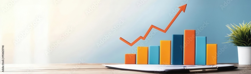 Business plan presentation with a projector and charts, illustrating company vision Business plan presentation with a projector and charts, illustrating company vision