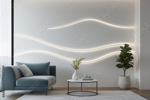 Whispering White Harmony: A Modern and Elegant Design with Subtle Light Waves