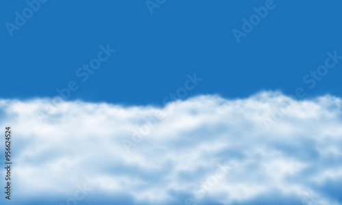 Vector of realistic white cloud on blue sky background illustration.