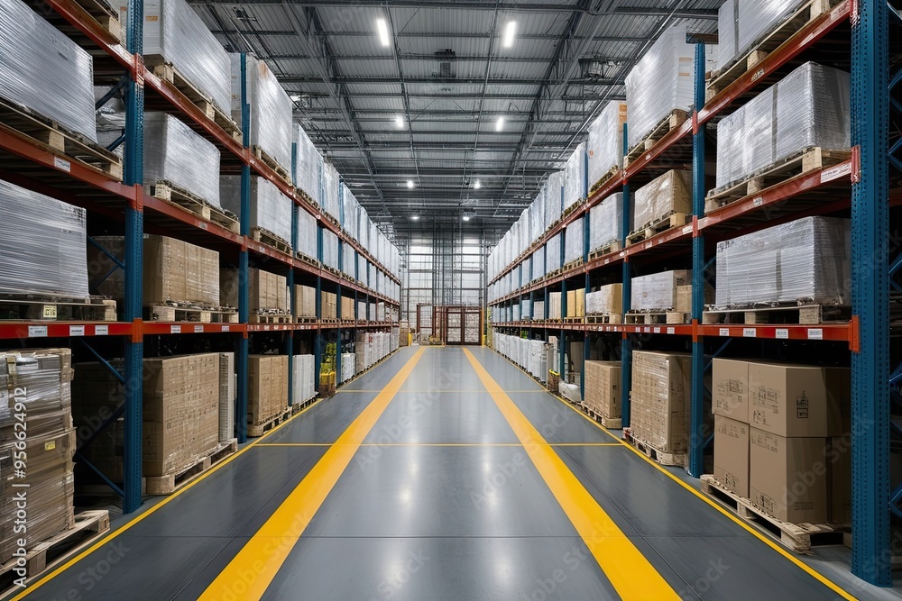 Obraz premium Advanced Distribution Center Leveraging Augmented Reality for Smart Logistics Solutions