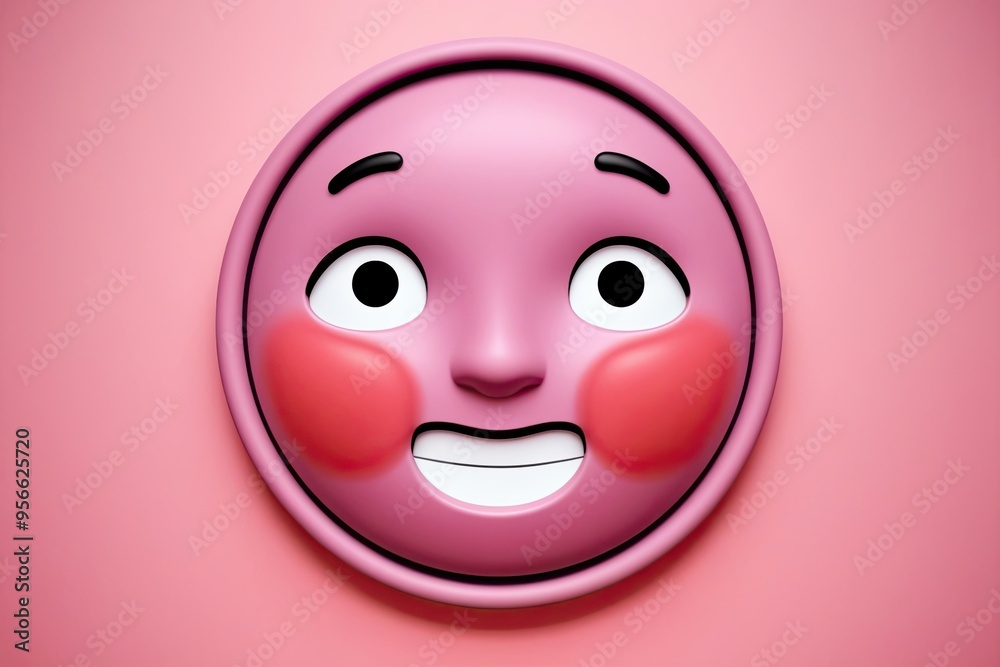 Fototapeta premium Charming Emoticon of a Face with Blushing Cheeks