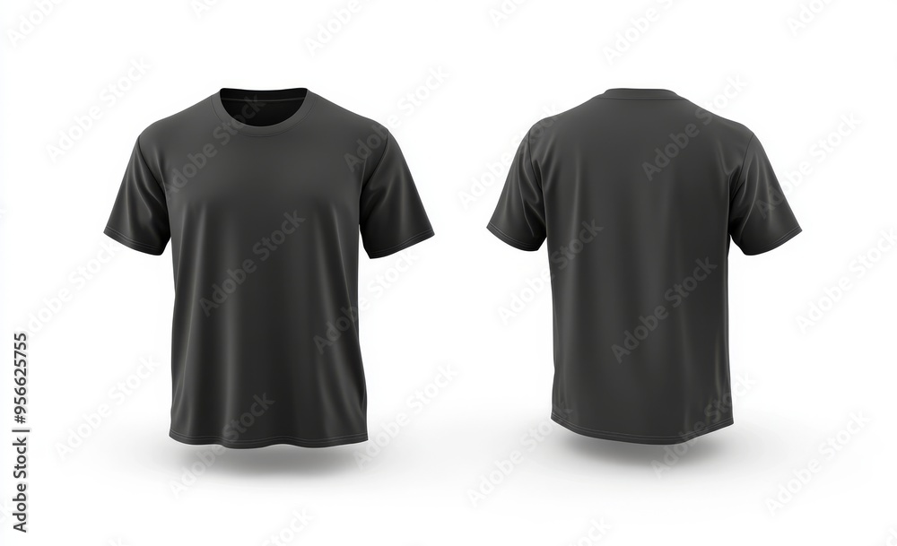 Various designs are shown on the mockup of a wrinkled black t-shirt Various designs are shown on the mockup of a wrinkled black t-shirt