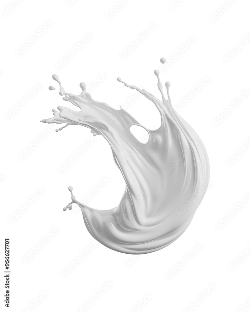 Fototapeta premium White or milky liquid splashes in a circle on a black background. Suitable for branding, advertising, packaging design, and product promotional materials