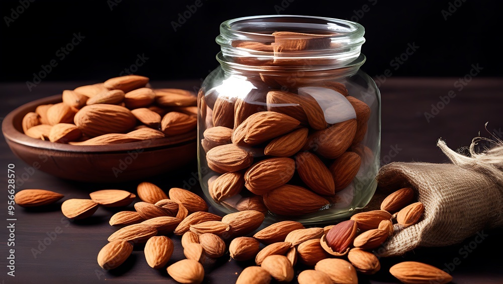 Almonds, close up shot of dry fruit Almonds, close up shot of dry fruit