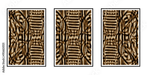 Set of 3 Abstract pattern. Illustration for printing on wall decorations. For use in graphics.