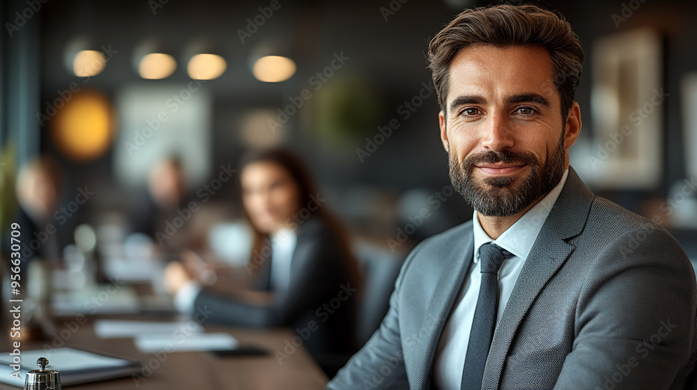 Fototapeta premium Professional Business Meetings, Modern Corporate Negotiations, Team Collaboration Backgrounds