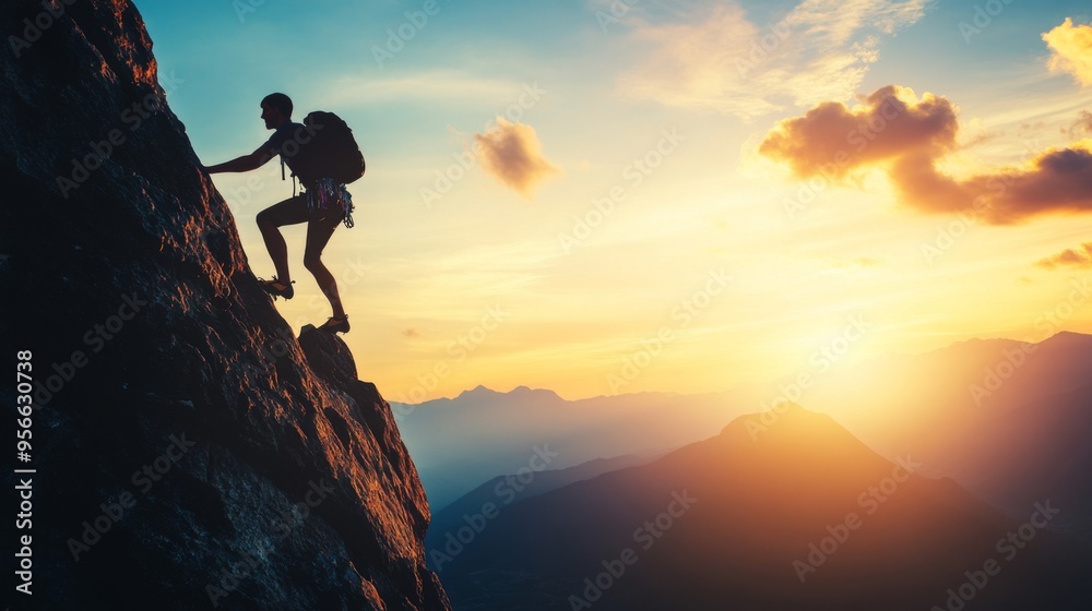 Adventurous Climber at Sunset Adventurous Climber at Sunset