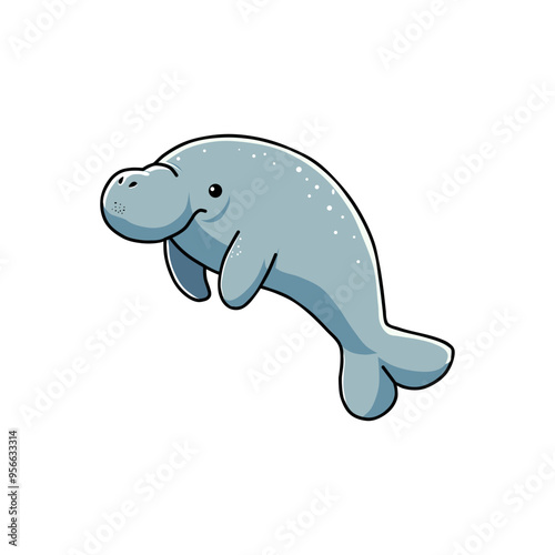 Vector illustration of dugong or mermaid in cartoon style isolated on white background photo