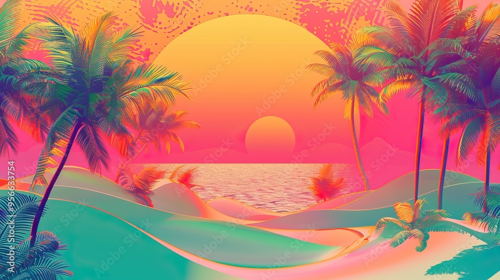 Obraz premium Tropical Sunset Paradise