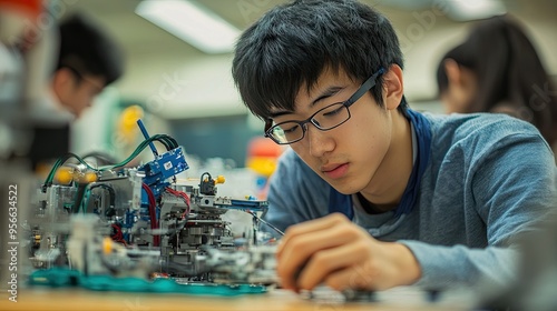 Wallpaper Mural Engineering students are working on a robot project.  technology of robotics programing Torontodigital.ca