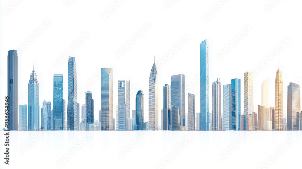 Obraz premium tall skyscrapers mega pack collection. isolated transparent PNG background. Modern sci-fi buildings