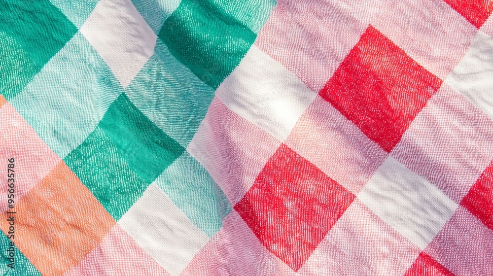 Fototapeta premium gingham pattern in vivid green white and red gradient for Christmas