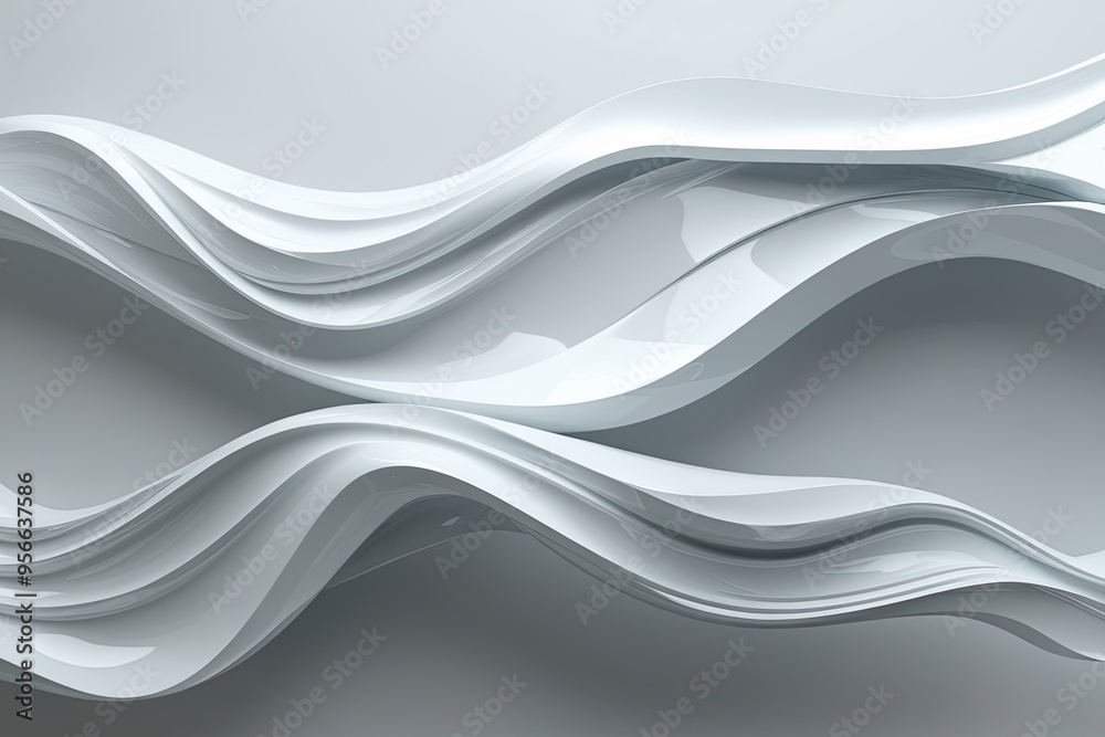 Fototapeta premium Stylish 3D Abstract White Crystalline Design with Wave Movement