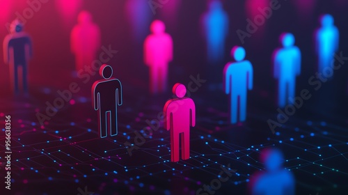 Cybersecurity awareness, people interacting with secure networks, 3D illustration