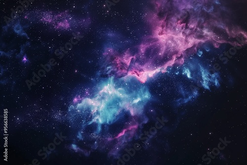 Amazing blue and purple nebula, space background, stars, galaxy, universe, night sky, concept art