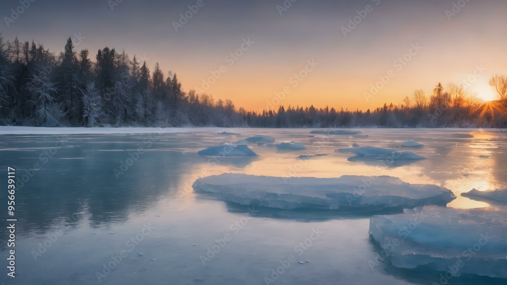 Frozen lake background with ice crack textures Frozen lake background with ice crack textures