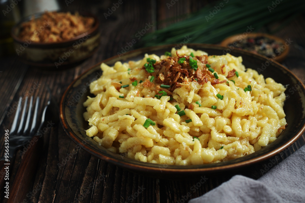 Käsespätzle, traditional dish in Germany Käsespätzle, traditional dish in Germany