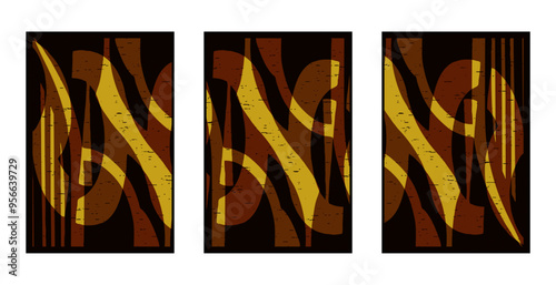 Set of 3 Abstract pattern. Illustration for printing on wall decorations. For use in graphics.