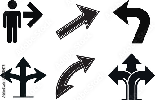 Arrow icon, Simple black triple arrow heads sign, arrow symbol on white.