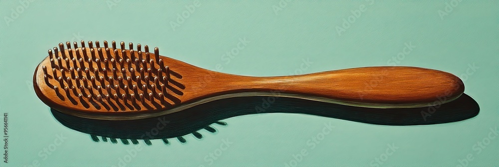 custom made wallpaper toronto digitalElegant Wooden Hair Brush on Aqua Background