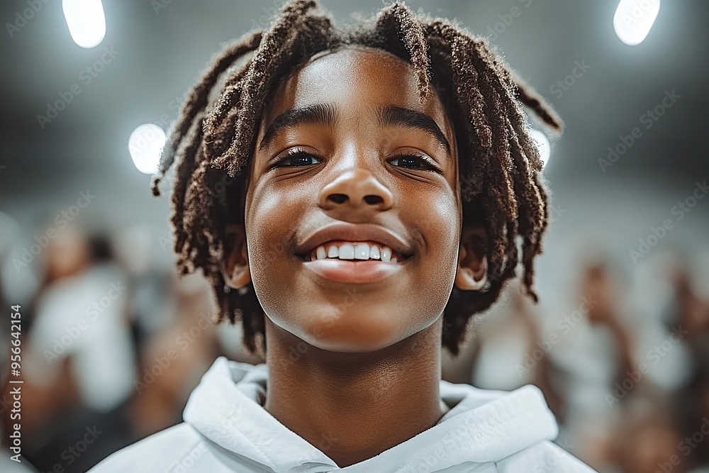 Portrait of a Smiling Young Boy in a Group Setting Portrait of a Smiling Young Boy in a Group Setting