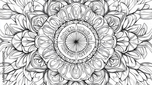 Line art illustration of Mandala designs suitable for coloring books catering to both beginners and advanced users Hand drawn Mandalas crafted with care photo