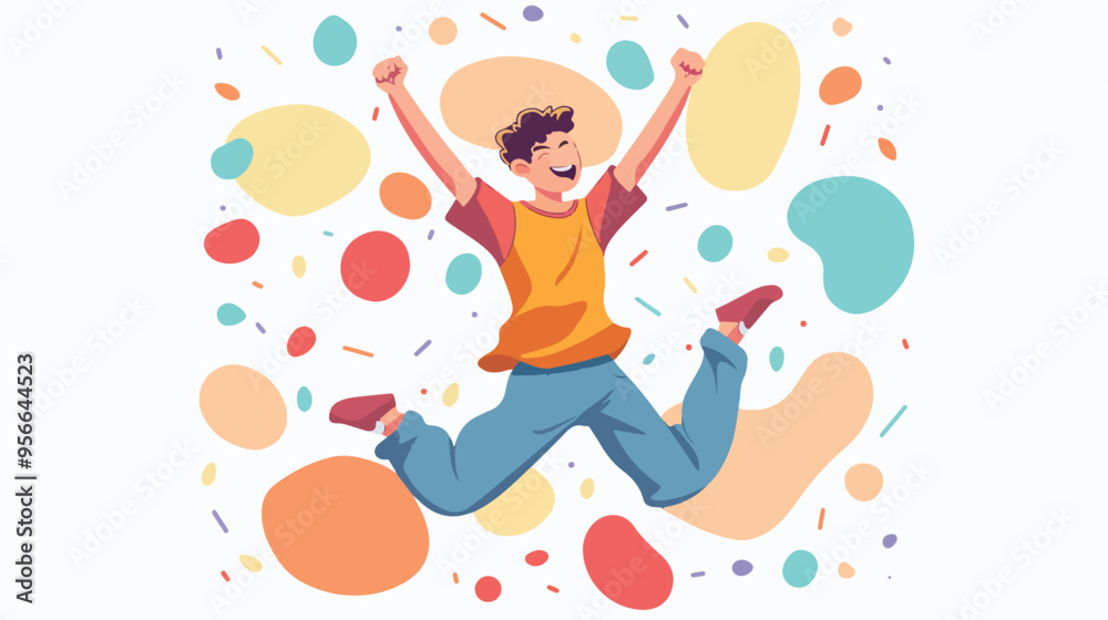 Energetic Happy Young Person Man in Casual Clothes Energetic Happy Young Person Man in Casual Clothes