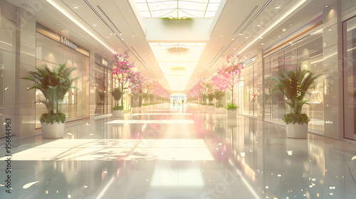 Hotel modern interior, luxurious lobby elegant furniture design stylish hall residence in the background