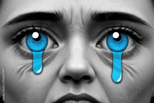 Tearful Eyes Emoticon Expressing Sadness and Distress