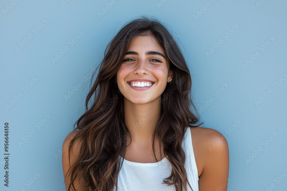 Radiant Gen Z Student in a Professional Context: A Casual, Stylish Look with a Light Blue Backdrop Radiant Gen Z Student in a Professional Context: A Casual, Stylish Look with a Light Blue Backdrop