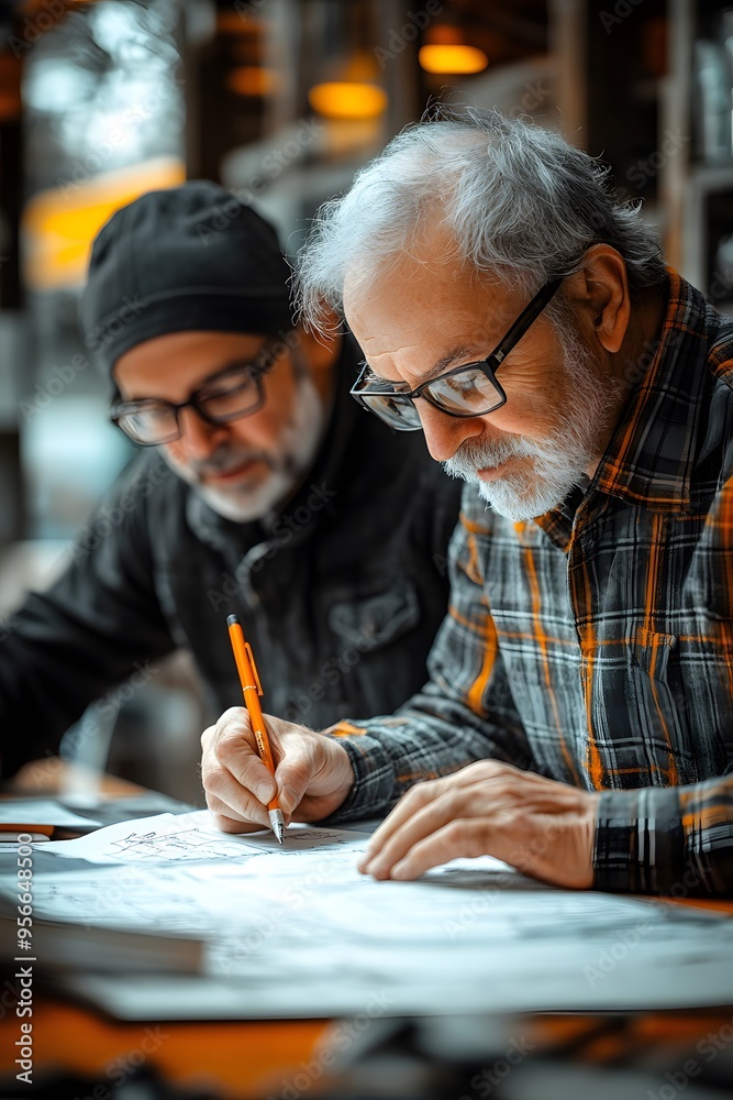 Team working together, jotting down ideas and drawing sketches for a new business strategy. Team working together, jotting down ideas and drawing sketches for a new business strategy.