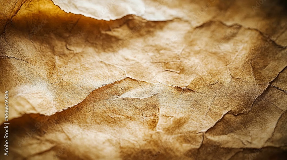 Close-up of Wrinkled, Aged, Brown Paper Close-up of Wrinkled, Aged, Brown Paper