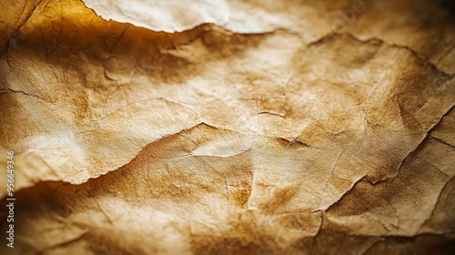 Close-up of Wrinkled, Aged, Brown Paper