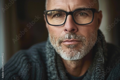 Portrait of middle aged man with eyeglasses