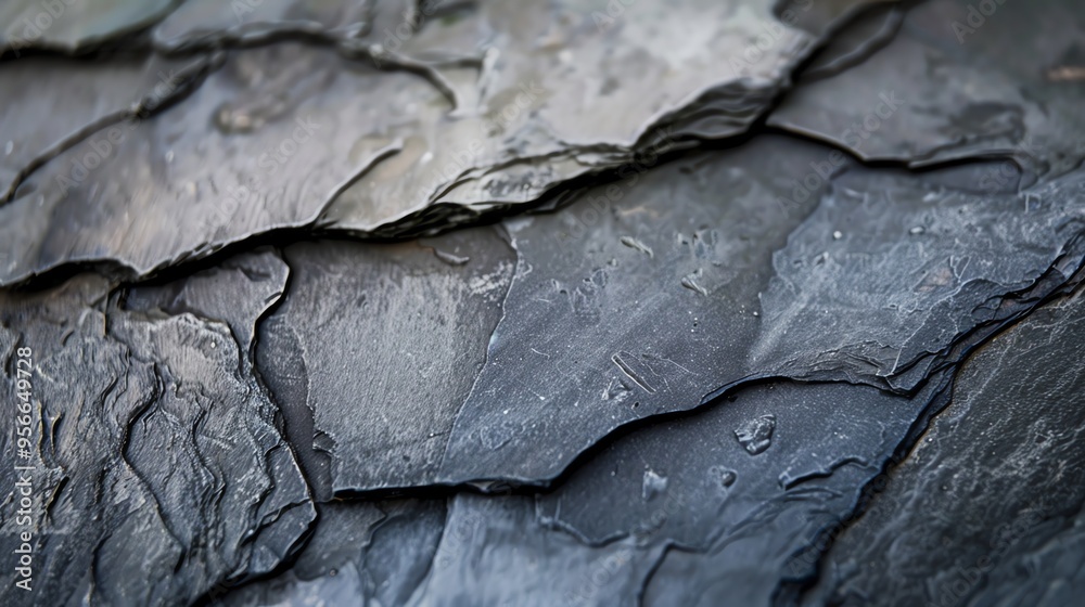 A close-up of stacked slate. A close-up of stacked slate.
