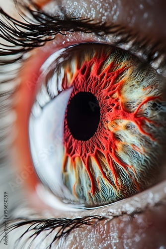 Blood vessels in the human eye. photo