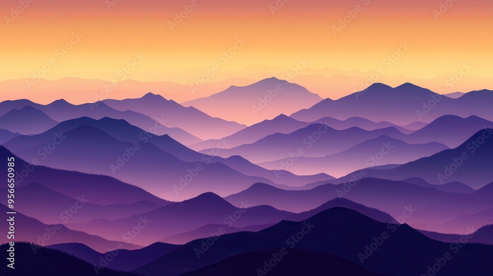 Purple Mountain Range Silhouette at Sunset - Beautiful Landscape Background Purple Mountain Range Silhouette at Sunset - Beautiful Landscape Background