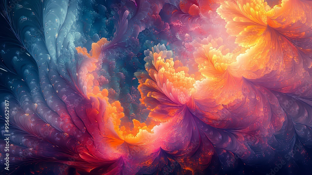 Abstract Swirling Floral Pattern in Vibrant Hues Abstract Swirling Floral Pattern in Vibrant Hues