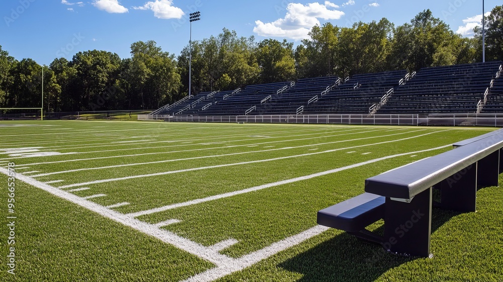 Fototapeta premium Sports Field with Bleachers
