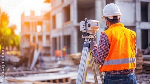 An engineer conducting a site survey with advanced equipment