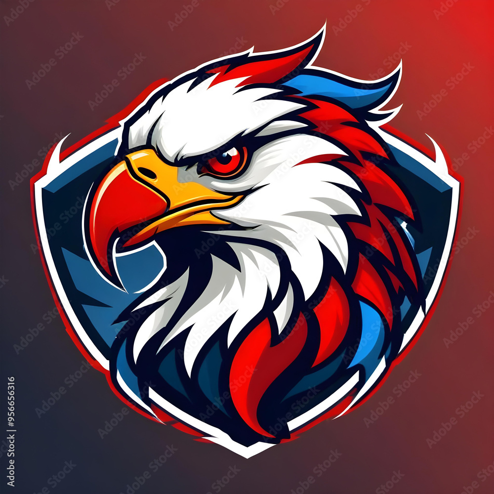 Obraz premium blue and red eagle logo mascot branding