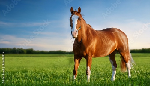 Un caballo realista. de cuerpo completo, sobre las cuatro patas photo