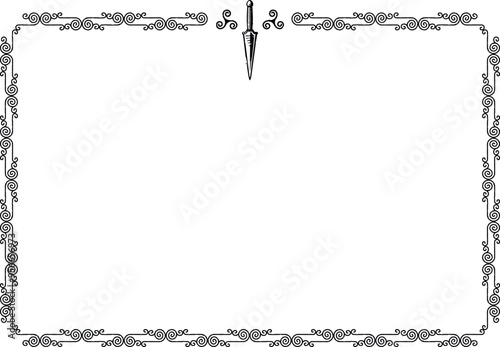 Rectangular Frame - Celtic Curved Lines Border - Dagger Header
