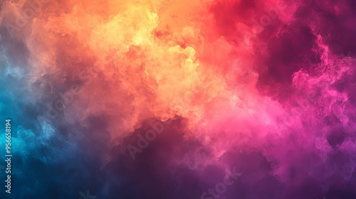 Abstract Background of Vivid Pink, Orange, and Blue Clouds