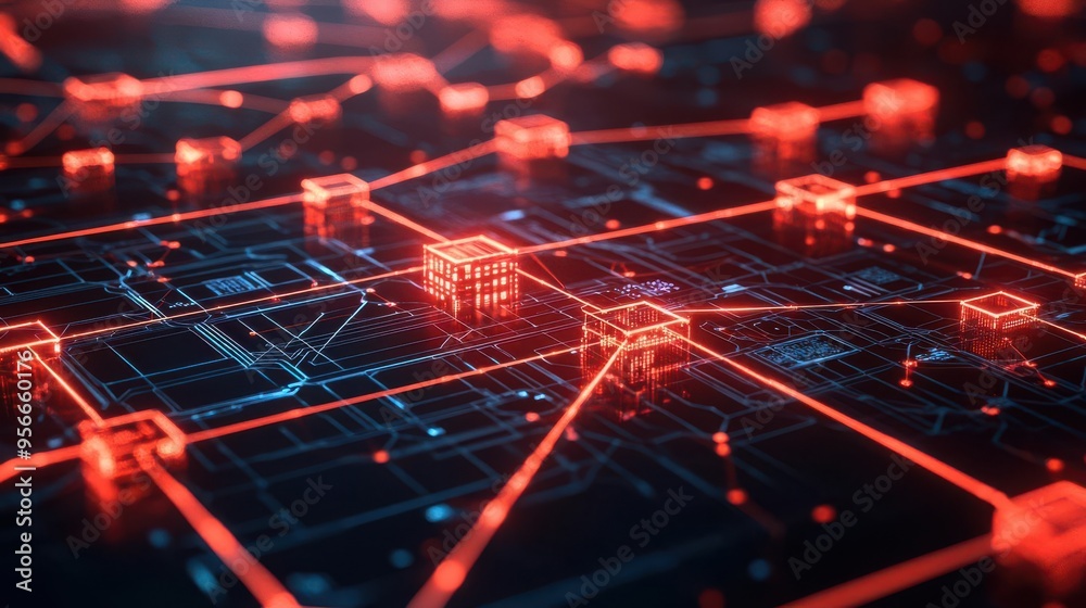 Network architecture illustrated through blockchain visualization Network architecture illustrated through blockchain visualization
