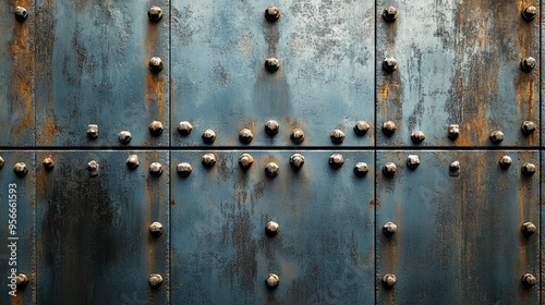 Rusted Metal Surface with Hexagonal Bolts