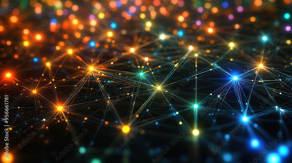 Fototapeta premium Abstract Network of Glowing Points and Lines.